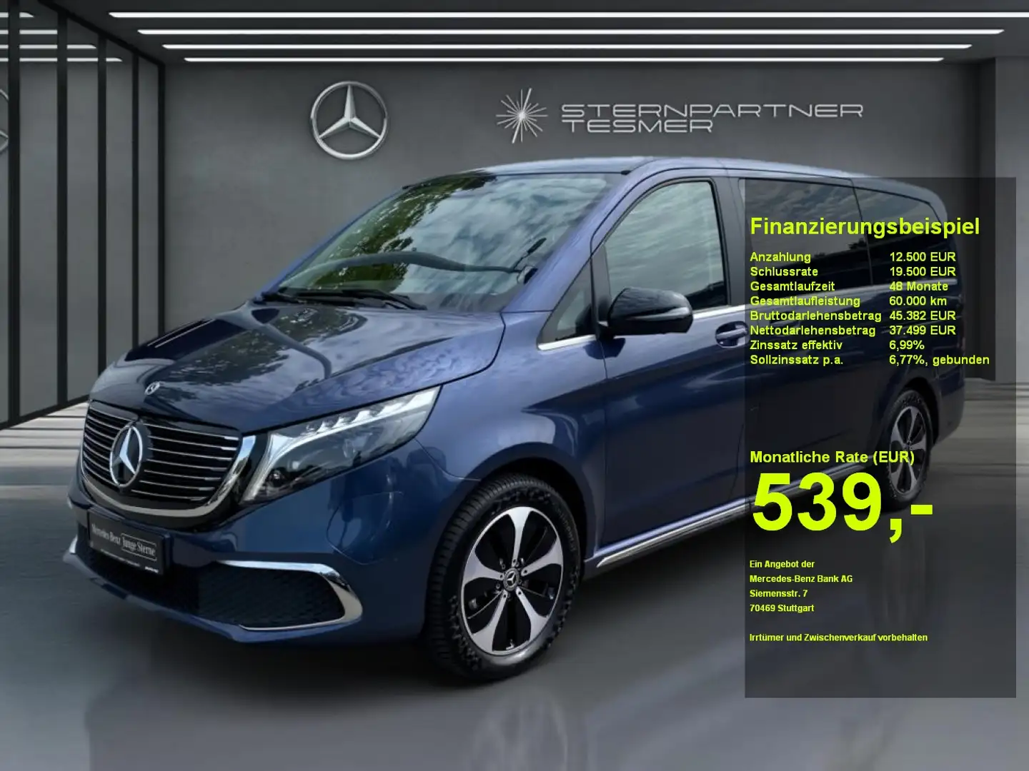 Mercedes-Benz EQV 300 AVANTGARDE Lang AIRMATIC+PANO+360°+DISTR Blau - 1