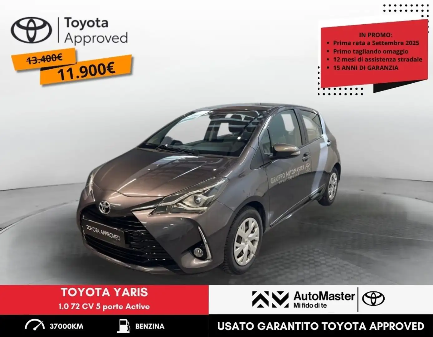 Toyota Yaris 1.0 72 CV 5 porte Active Grigio - 1