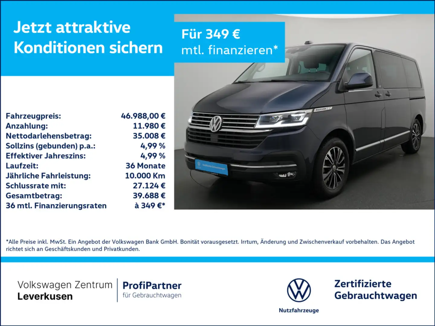 Volkswagen T6.1 Multivan Generation Six NAVI LEDER VIRT ACC Schwarz - 1