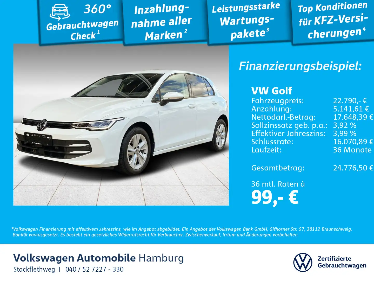 Volkswagen Golf VIII 1.5 TSI Life Navi HeadUp Harman/Kardon Weiß - 1