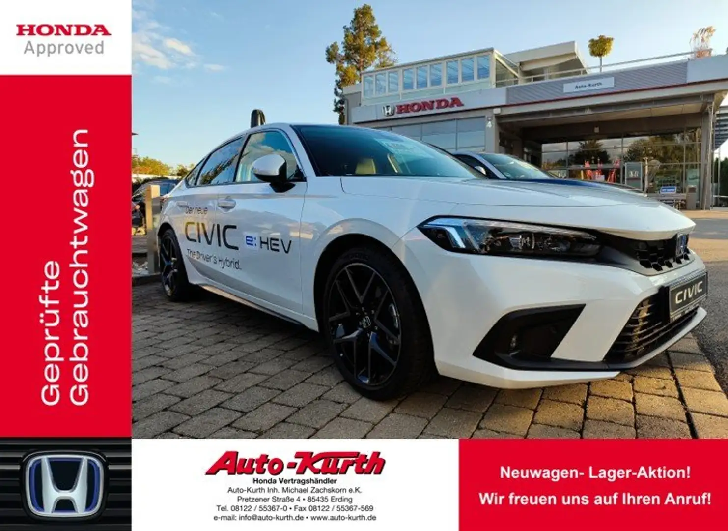 Honda Civic e:HEV 2.0 i-MMD Hybrid Advance - Leder-Navi-SHD Weiß - 1
