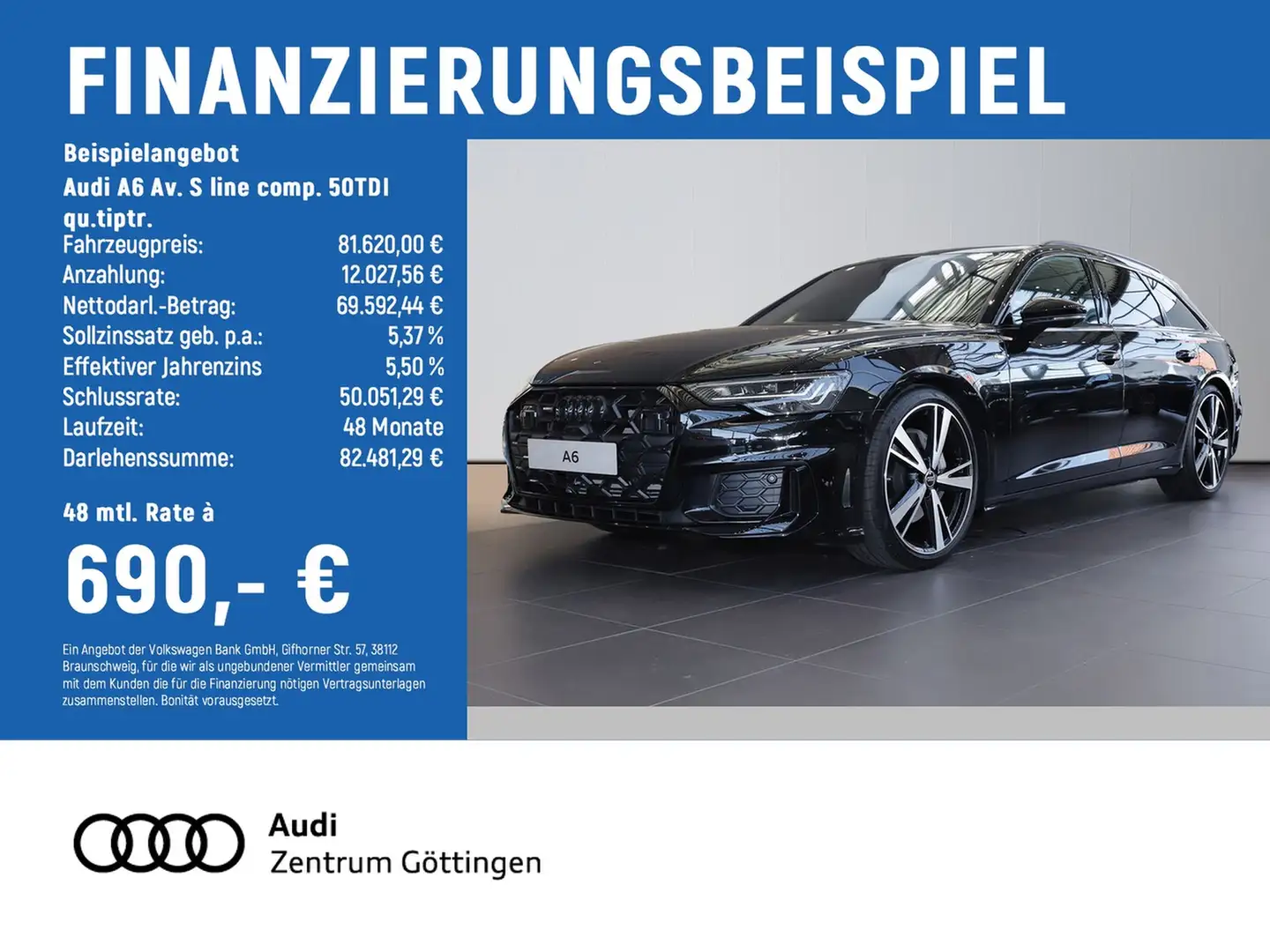 Audi A6 Av. S line comp. 50TDI qu.tiptr. AHK+StHz+B&O Negro - 2