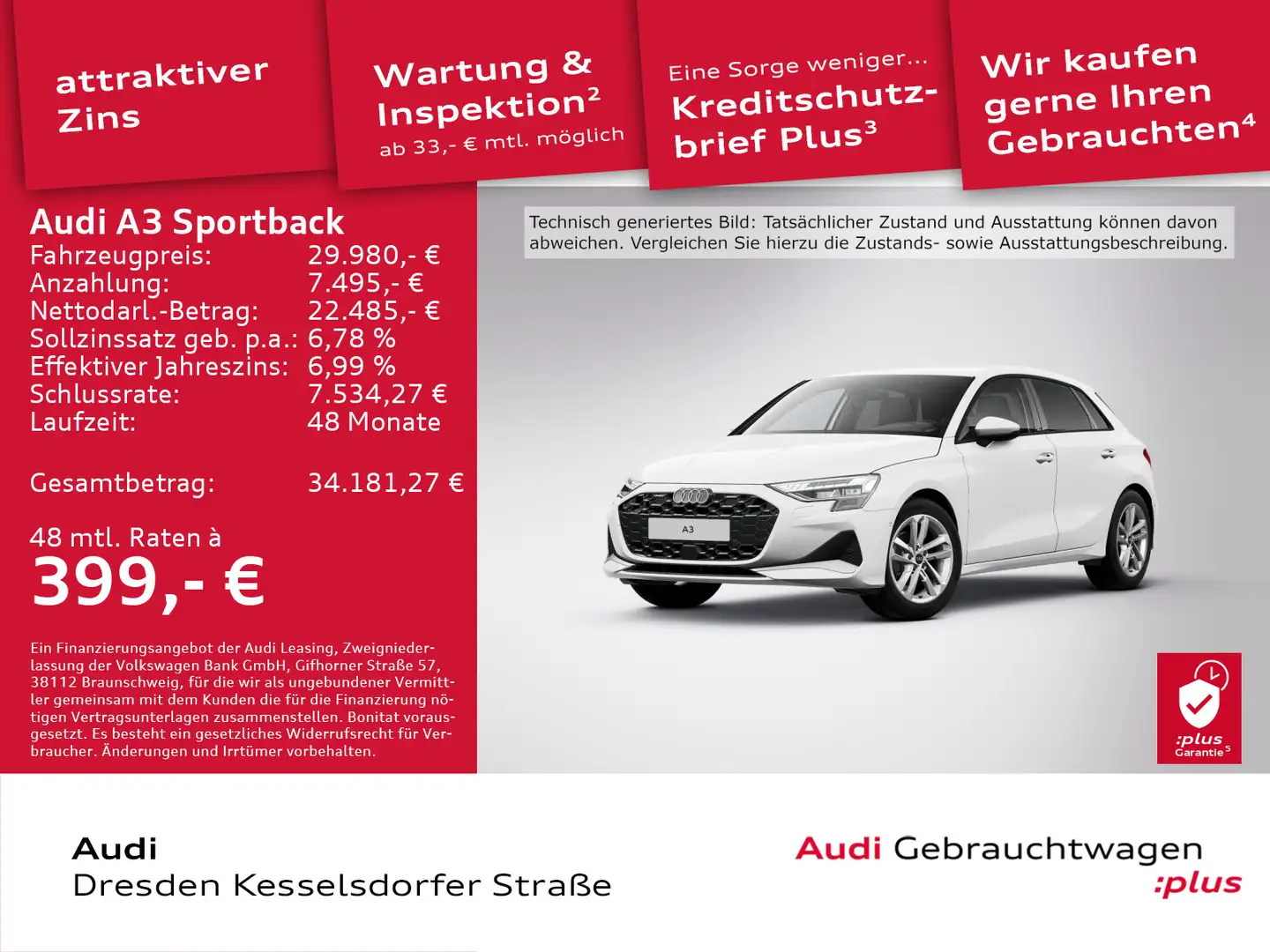 Audi A3 Advanced 30 TFSI 85(116) kW(PS) S t Weiß - 1