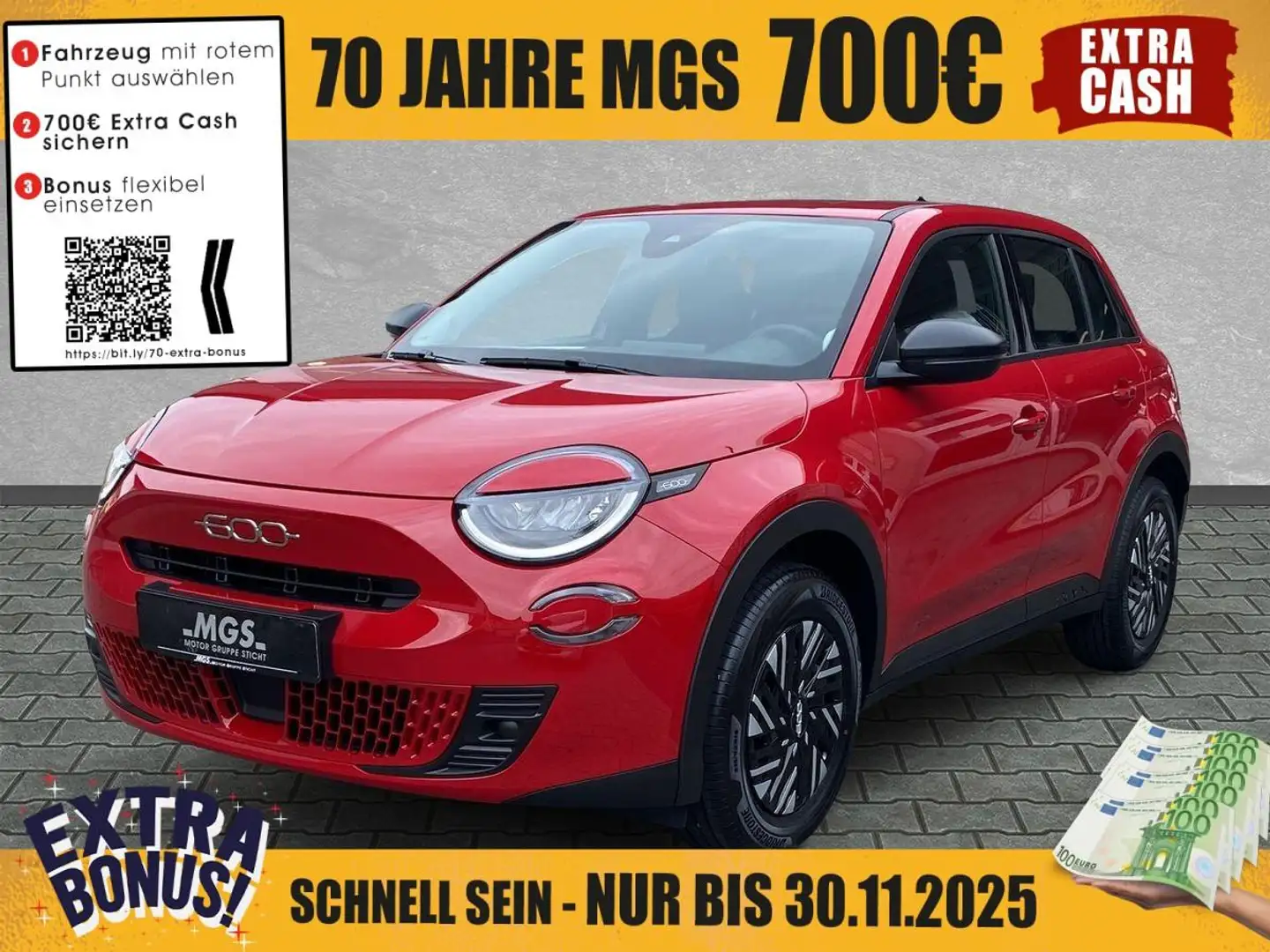 Fiat 600 Hybrid #DAB #BT #ANDROID #APPLE #LED Rouge - 1