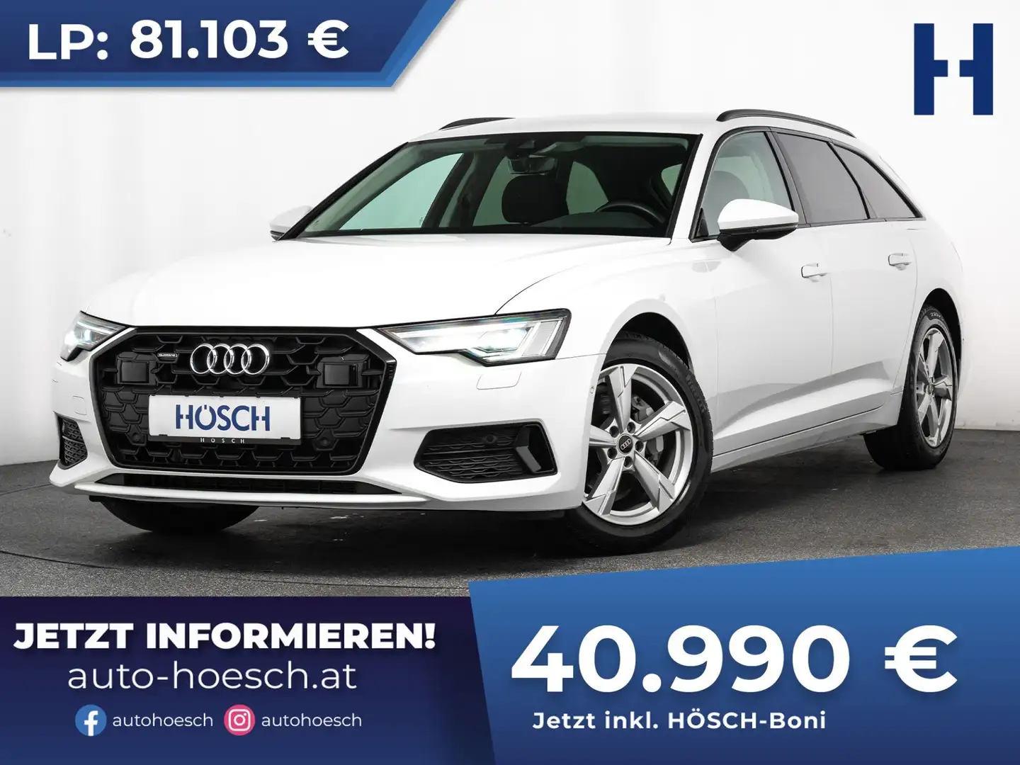 Audi A6 Avant 40 TDI quattro Adv. BLACK STHZG AHK -49% Weiß - 1