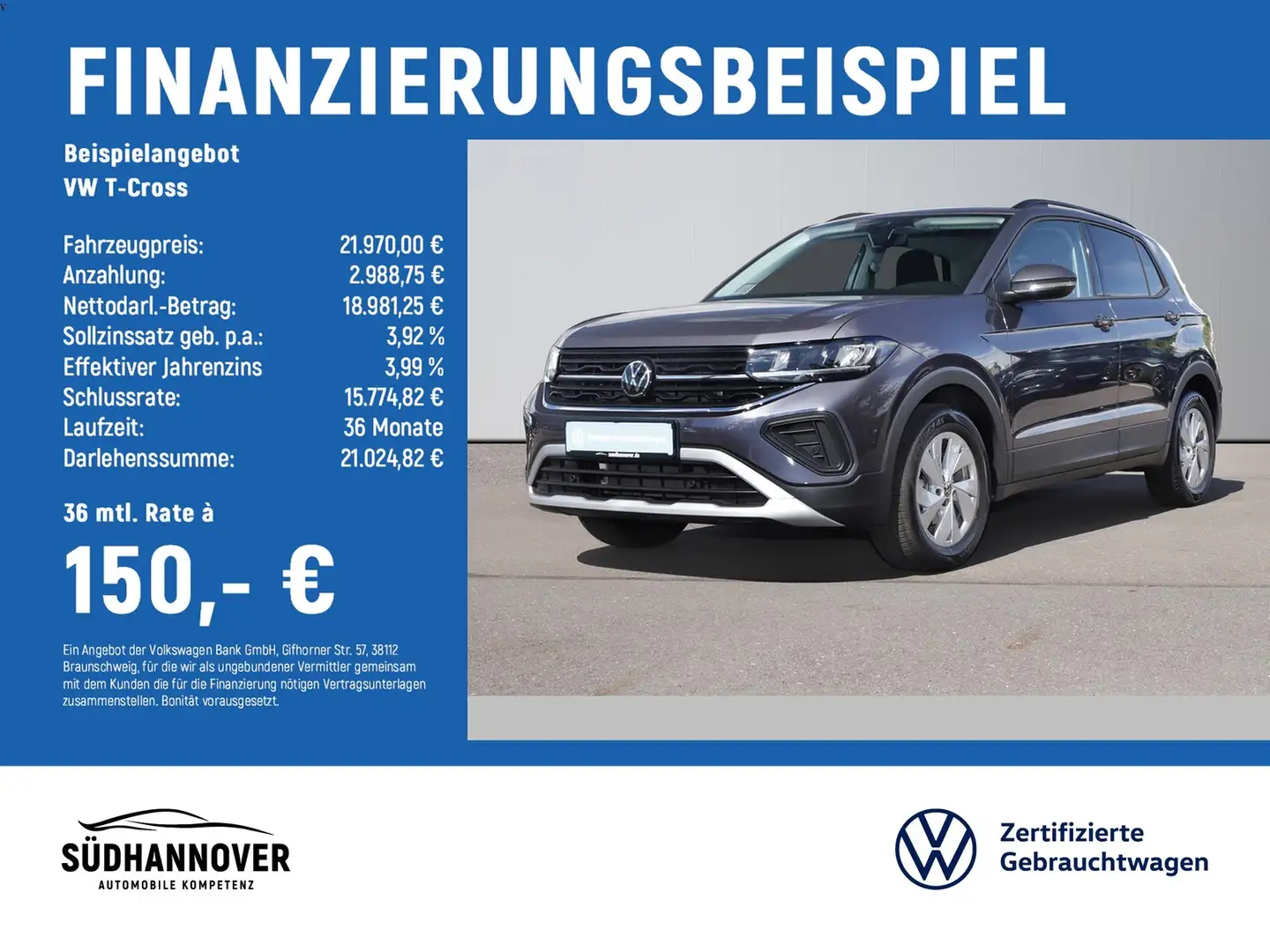 Volkswagen T-Cross Life 1.0 TSI NAVI+LED+SHZ+PDC+GRA Grijs - 2