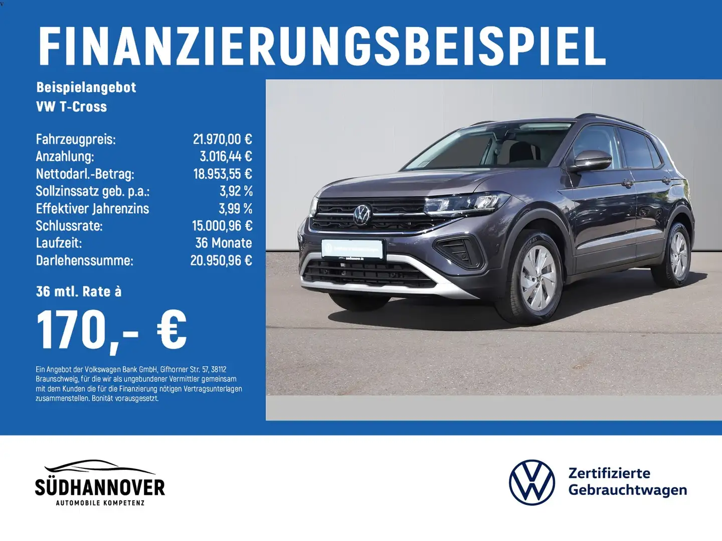Volkswagen T-Cross Life 1.0 TSI NAVI+LED+SHZ+PDC+GRA Grijs - 2