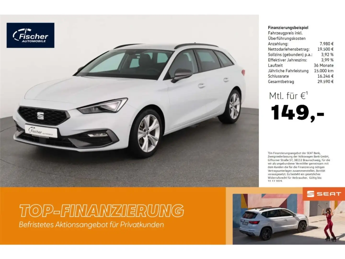 SEAT Leon Sportstourer 1.5 eTSI DSG FR LED/NAV/KAMERA Weiß - 1