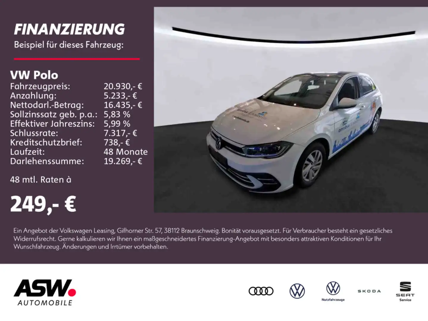 Volkswagen Polo Style 1.0 TSI DSG LED Navi PDC ACC Pano SHZ Weiß - 1