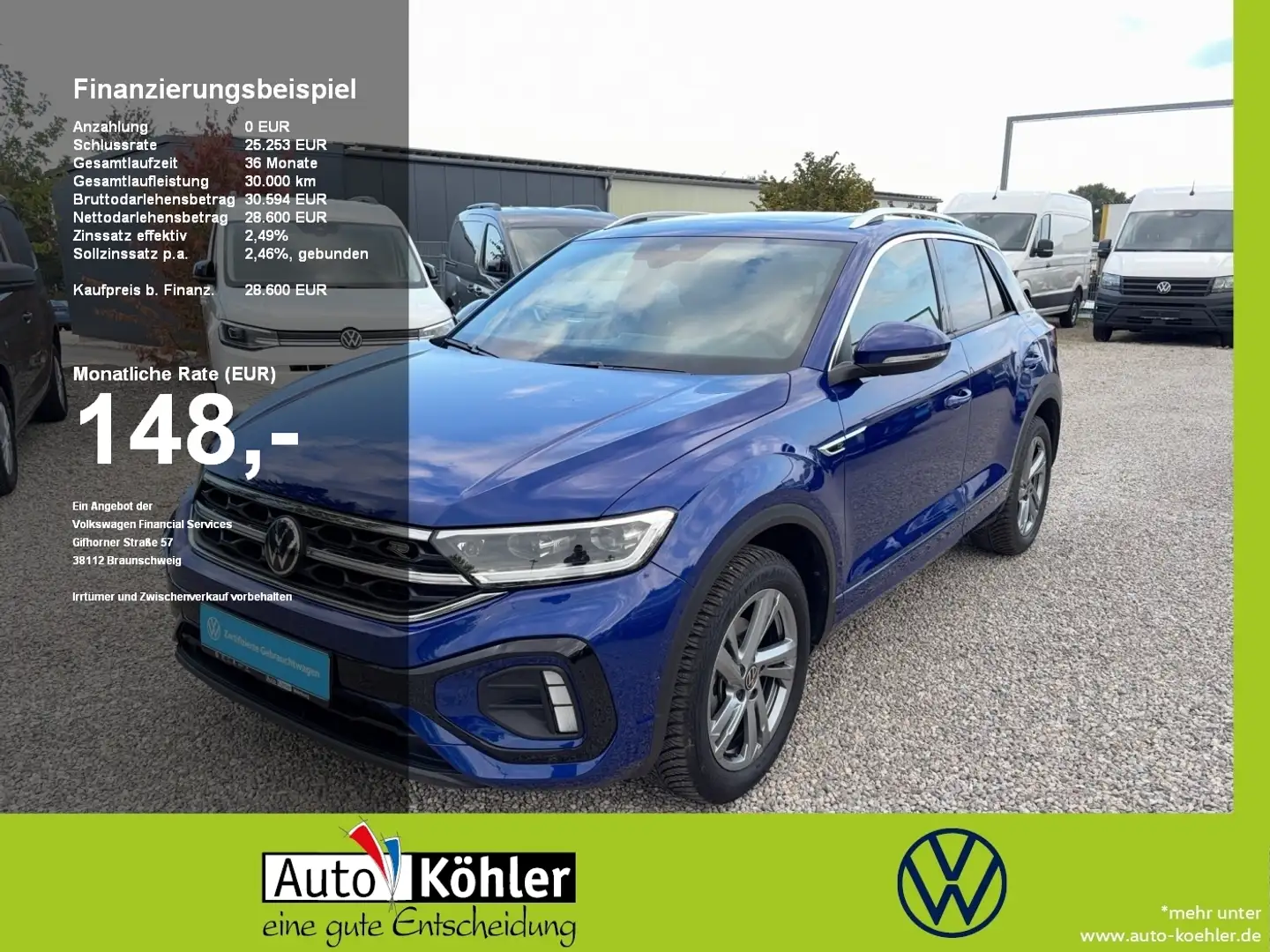 Volkswagen T-Roc R-Line TSi Black+CarPlay+Matrix+Pano+ACC Blau - 1