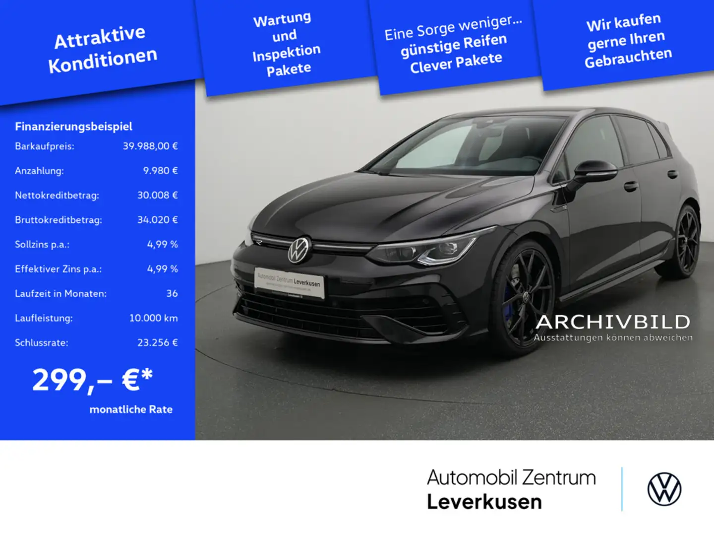 Volkswagen Golf VIII R LEDER SPORTABGASANLAGE SITZBELÜFTUNG Schwarz - 1