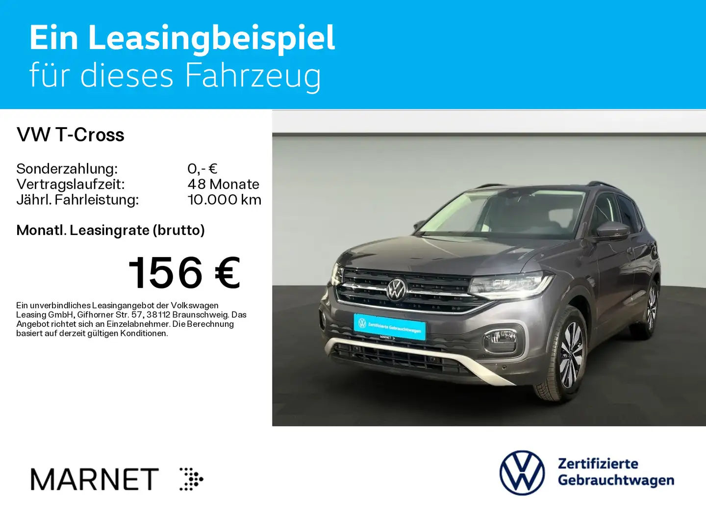Volkswagen T-Cross 1.0 TSI MOVE*LED*Navi*Digital* Grau - 2