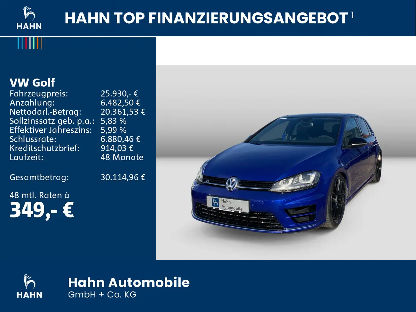Volkswagen Golf VII 2.0TSI R Navi AppConnect Climatr. PDC Blauw - 2