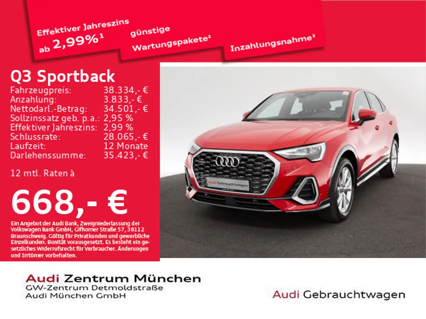 Audi Q3 40 TFSI qu. S tronic 2x S line Virt Rot - 1