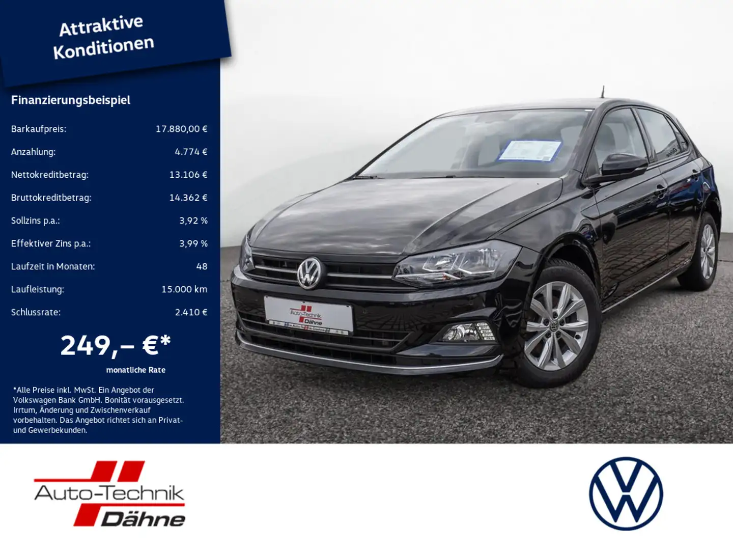 Volkswagen Polo 1.6 TDI Highline KLIMA PDC SHZ NAVI ACC Schwarz - 1