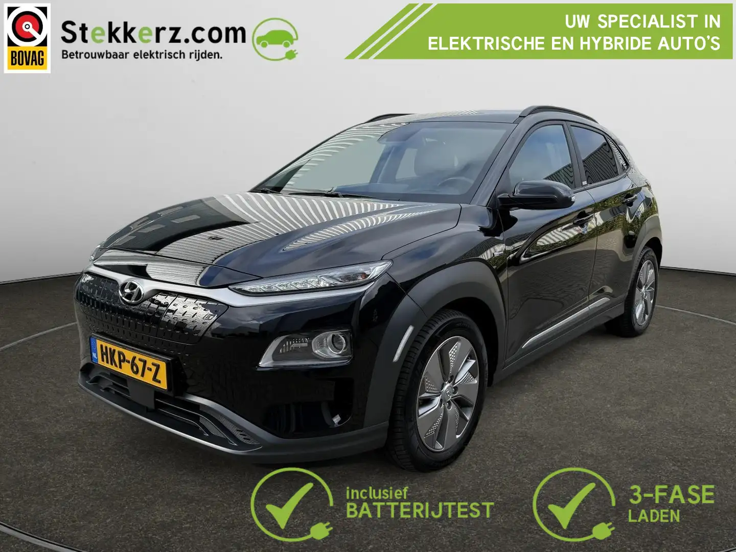 Hyundai KONA EV Premium 64 kWh SOH 99%, Stoelverwarming Noir - 1