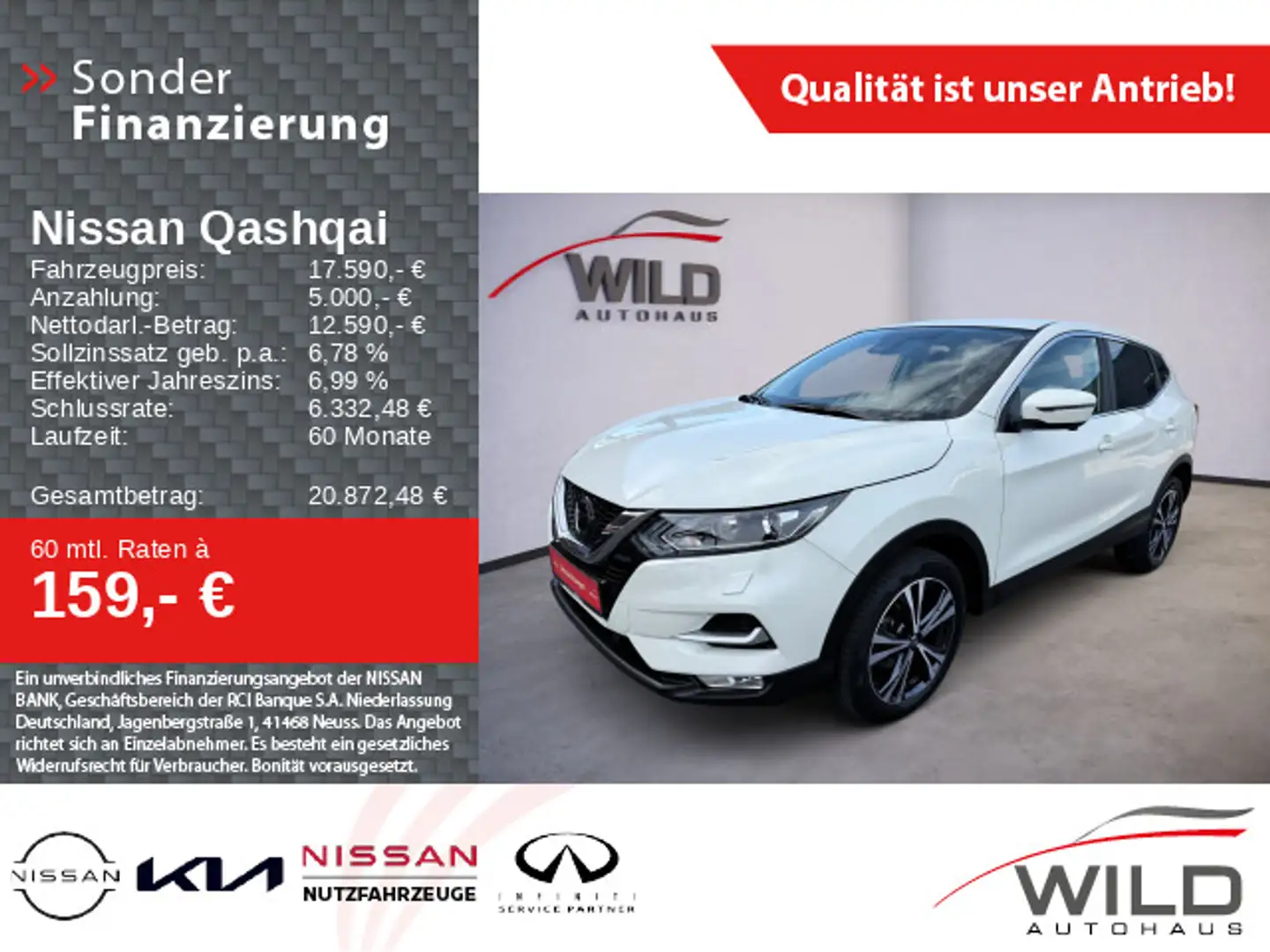 Nissan Qashqai 1.3 DIG-T  N-Connecta, SHZ, Klima, CAM Weiß - 1