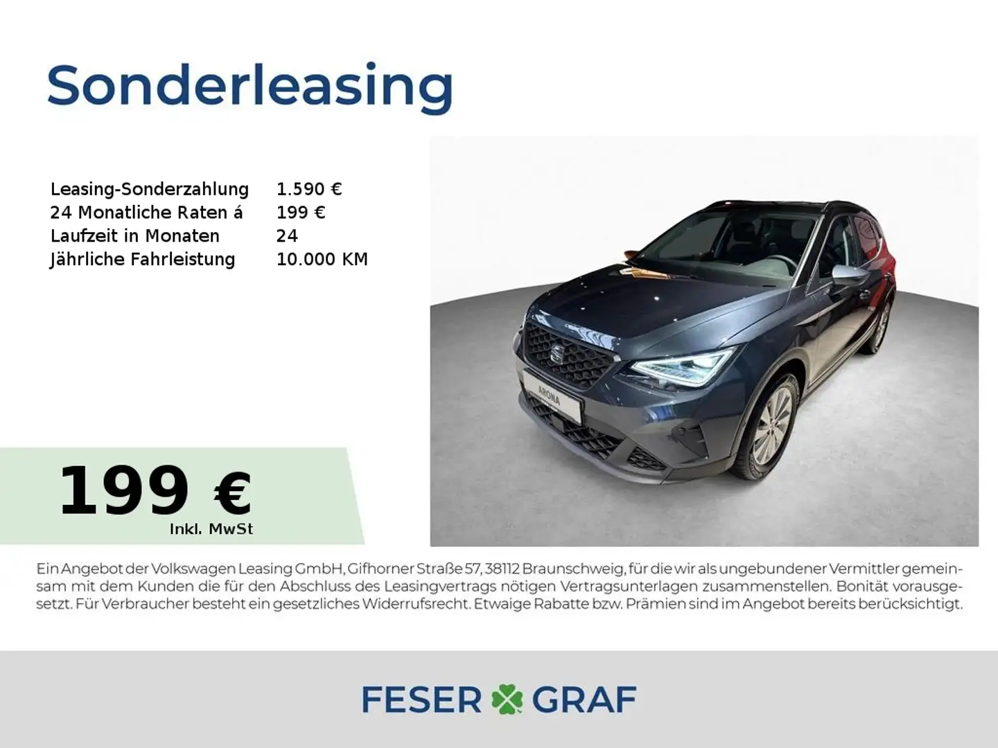 SEAT Arona Road Edition 1.0 TSI DSG VOLL-LED FAPA M GJR SHZ Grau - 1