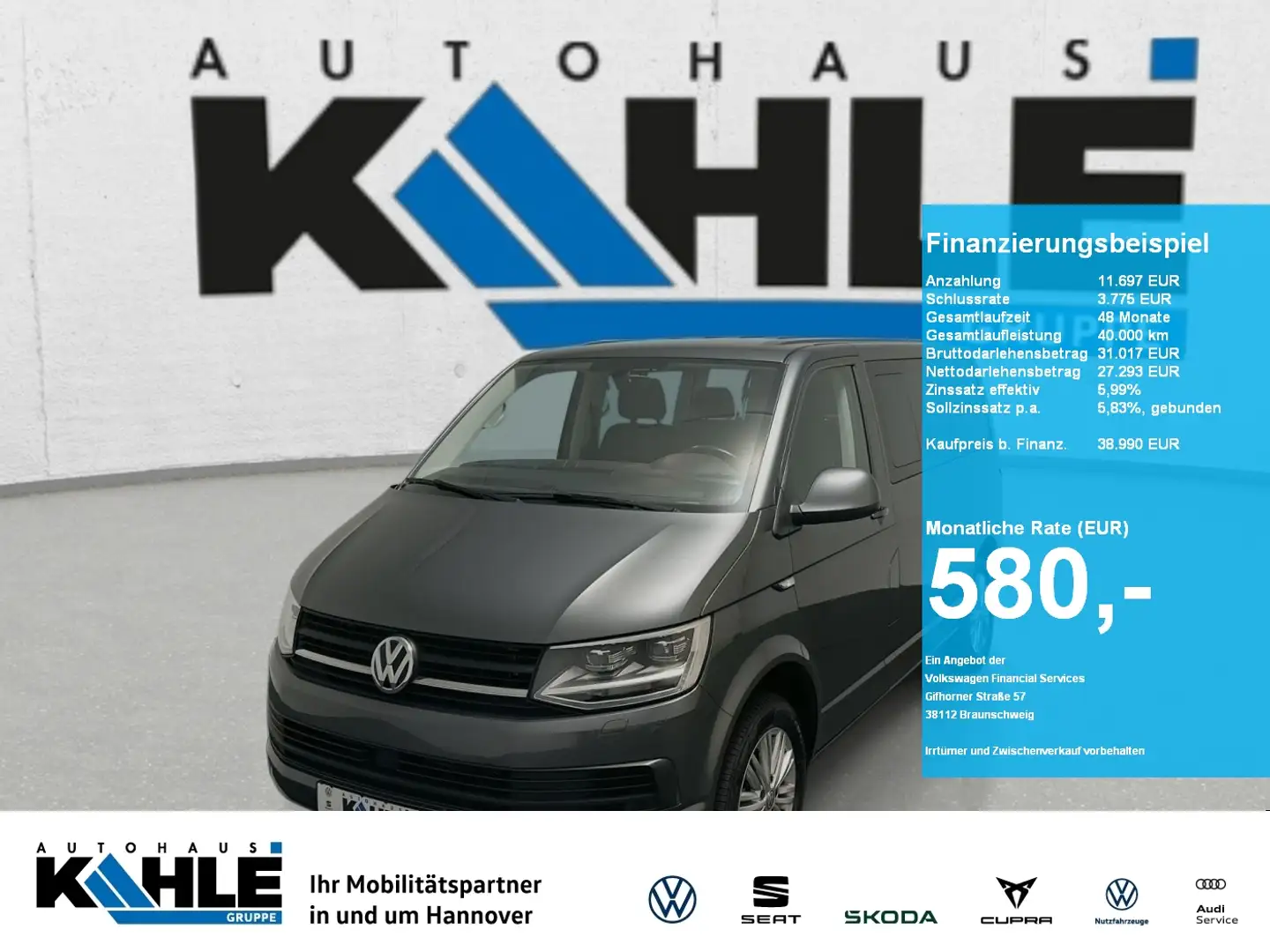Volkswagen T6 Caravelle 2.0 TDI DSG Trendline Grau - 1