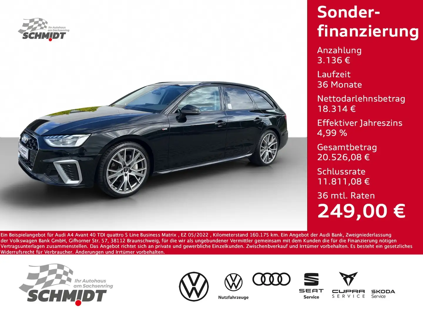 Audi A4 Avant 40 TDI quattro S Line Business Matrix Schwarz - 1