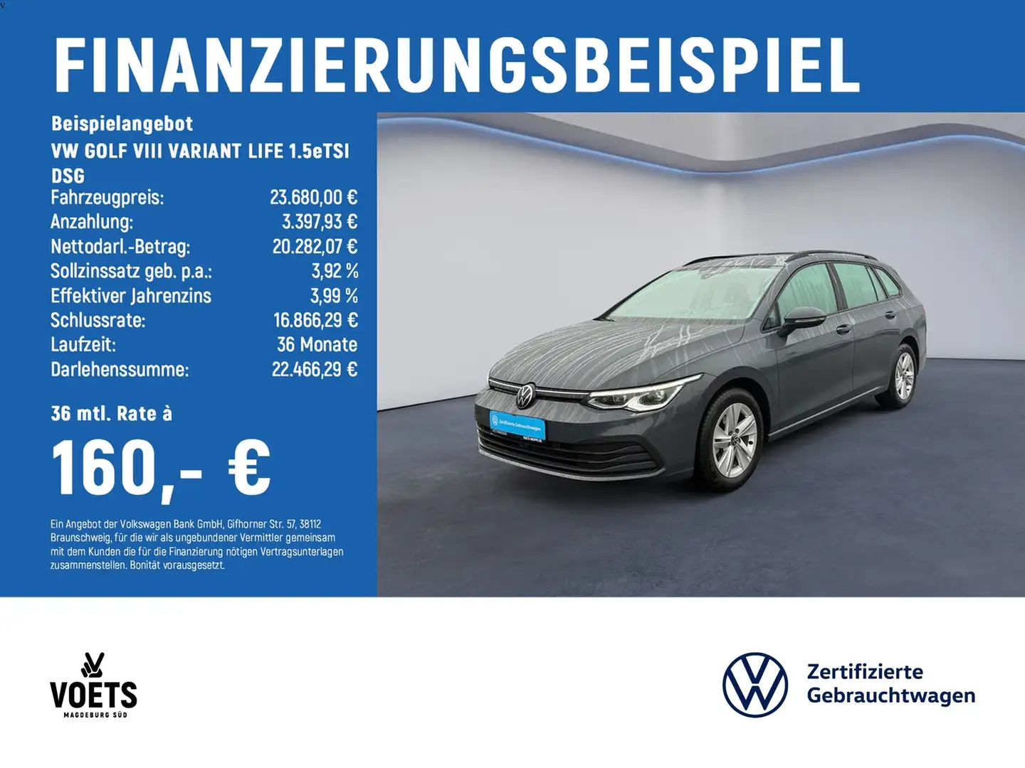 Volkswagen Golf VIII VARIANT LIFE 1.5eTSI DSG LED PLUS+NAVI Grau - 2