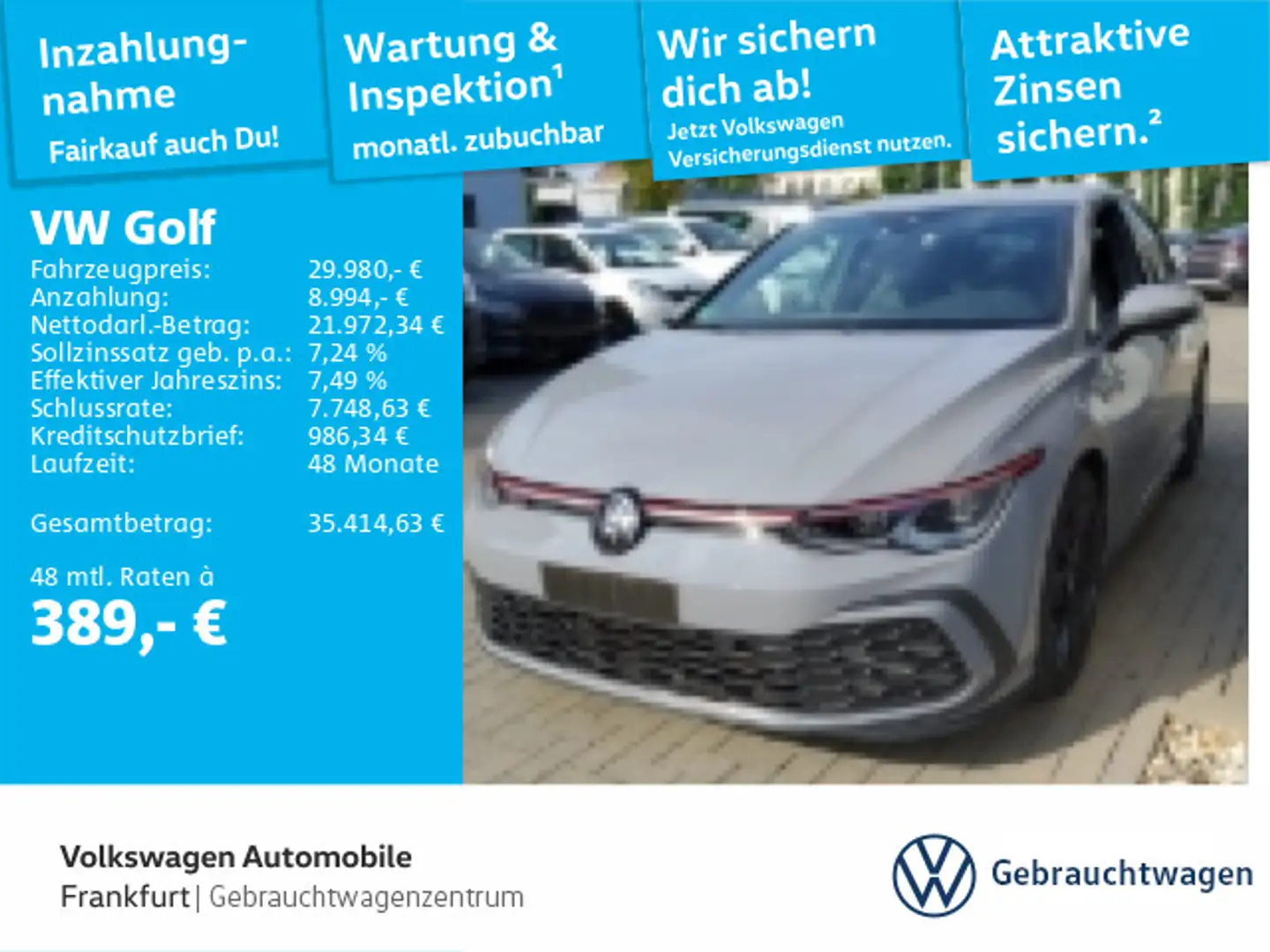 Volkswagen Golf GTI Golf VIII 2.0 TSI DSG GTI Navi IQ.Light DAB+ Fro Grau - 1