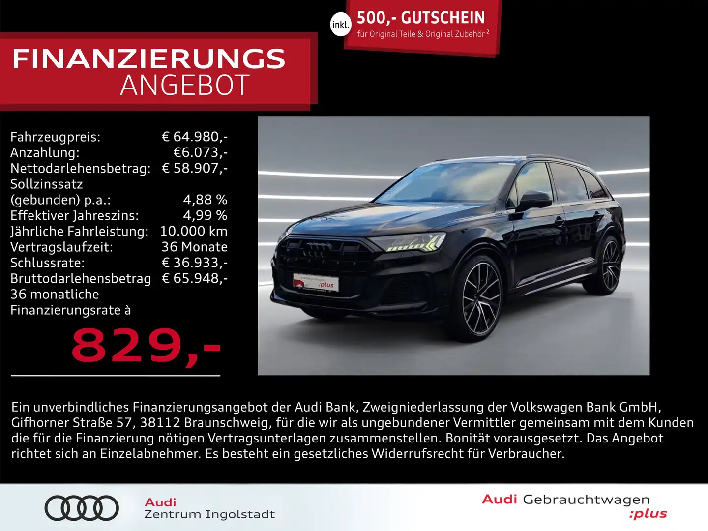 Audi SQ7 TFSI qu STHZG PANO S-Sitze MATRIX AHK 22" Schwarz - 1