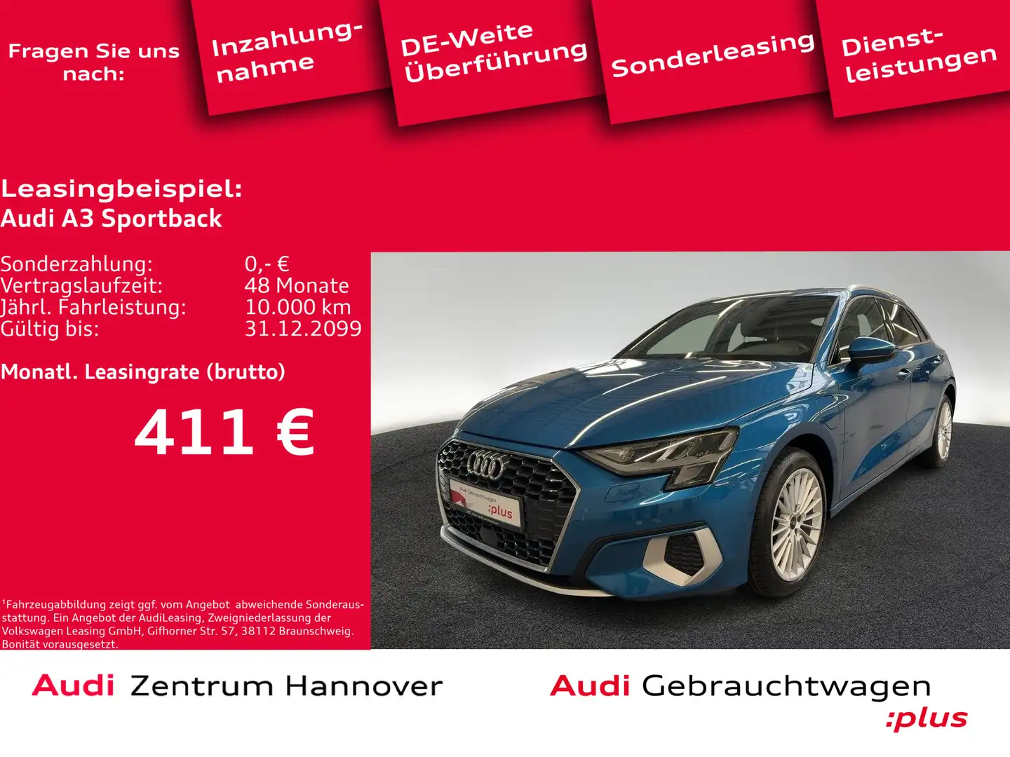 Audi A3 40 TFSIe Advanced AHK LED virtual N Blau - 1