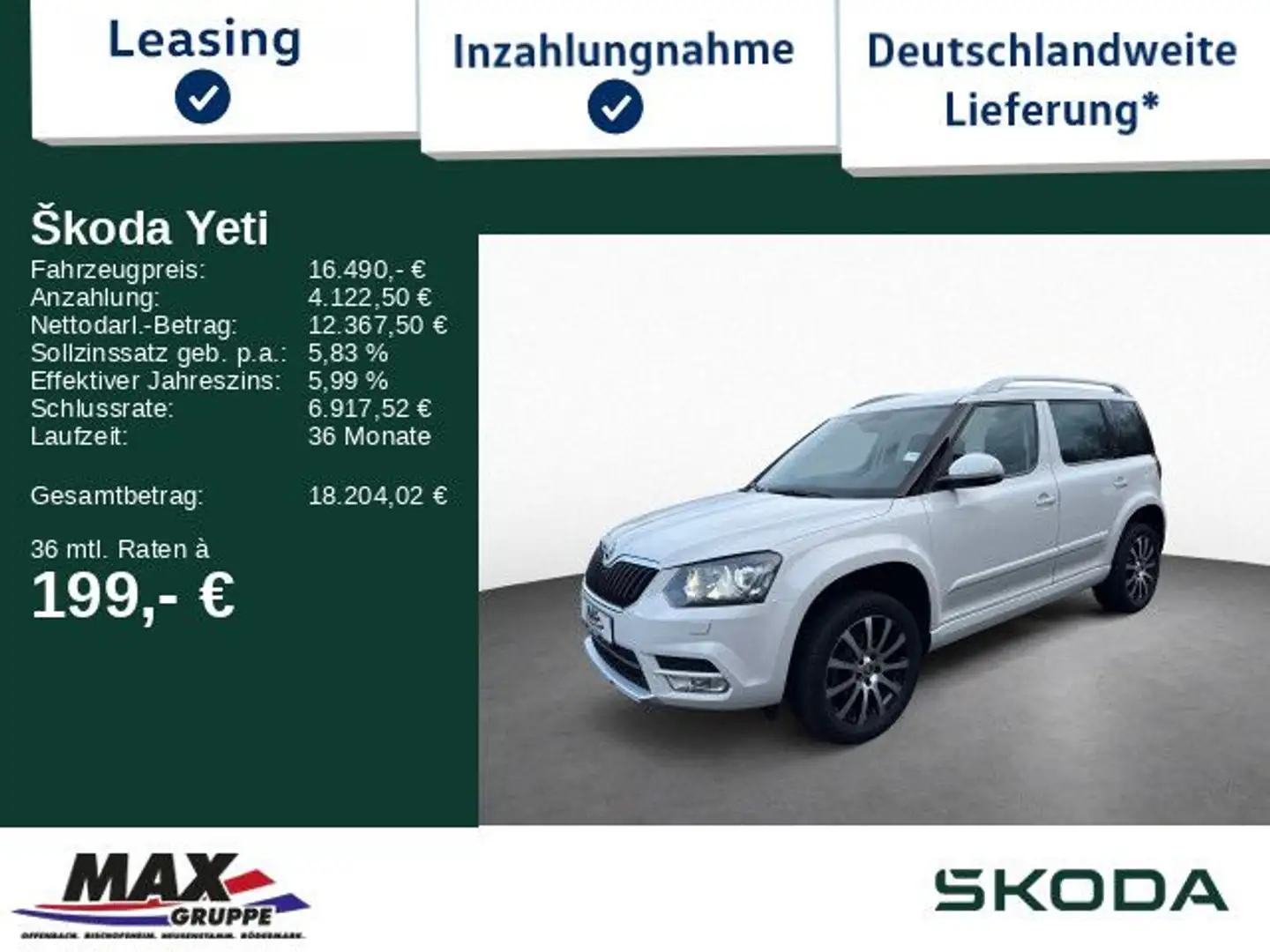 Skoda Yeti 1.4 TSI 92kW L&K NAVI*MEMORY*TEMPO* Weiß - 1