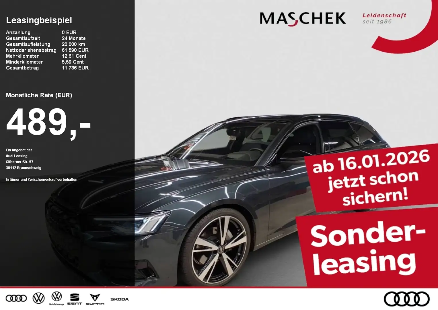 Audi A6 Avant 45TDI 100NP* Pano Matrix B&O HUD AHK Grau - 1