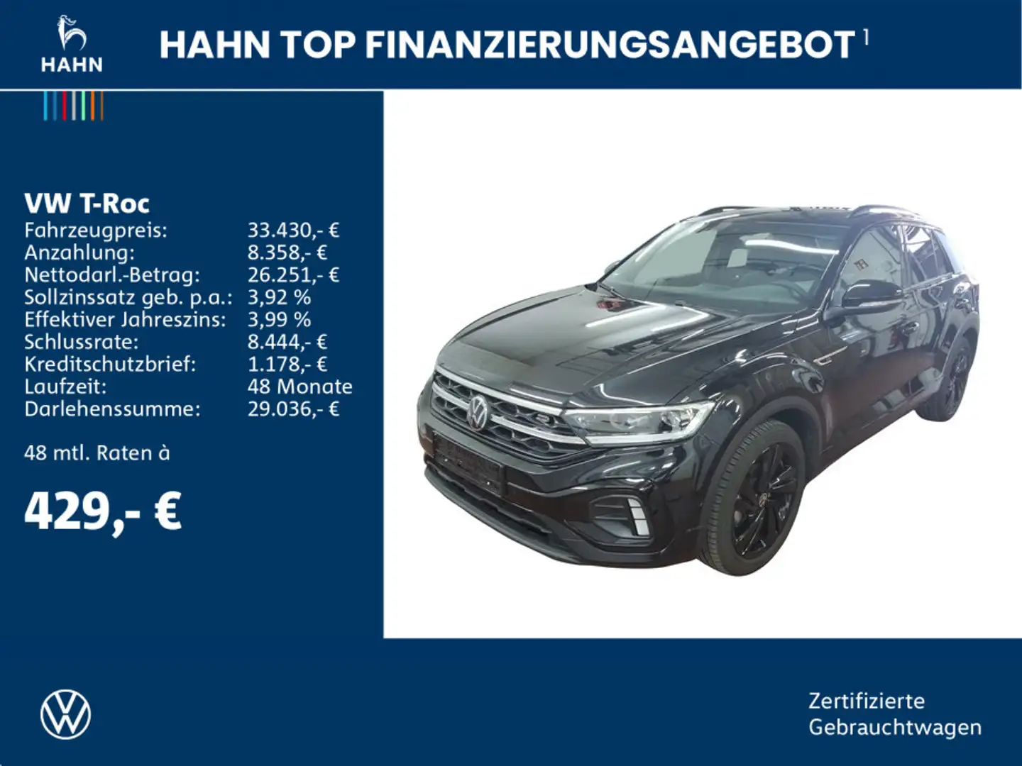 Volkswagen T-Roc 1.5TSI DSG R-Line LED Navi CAM ACC Sitzh Noir - 2