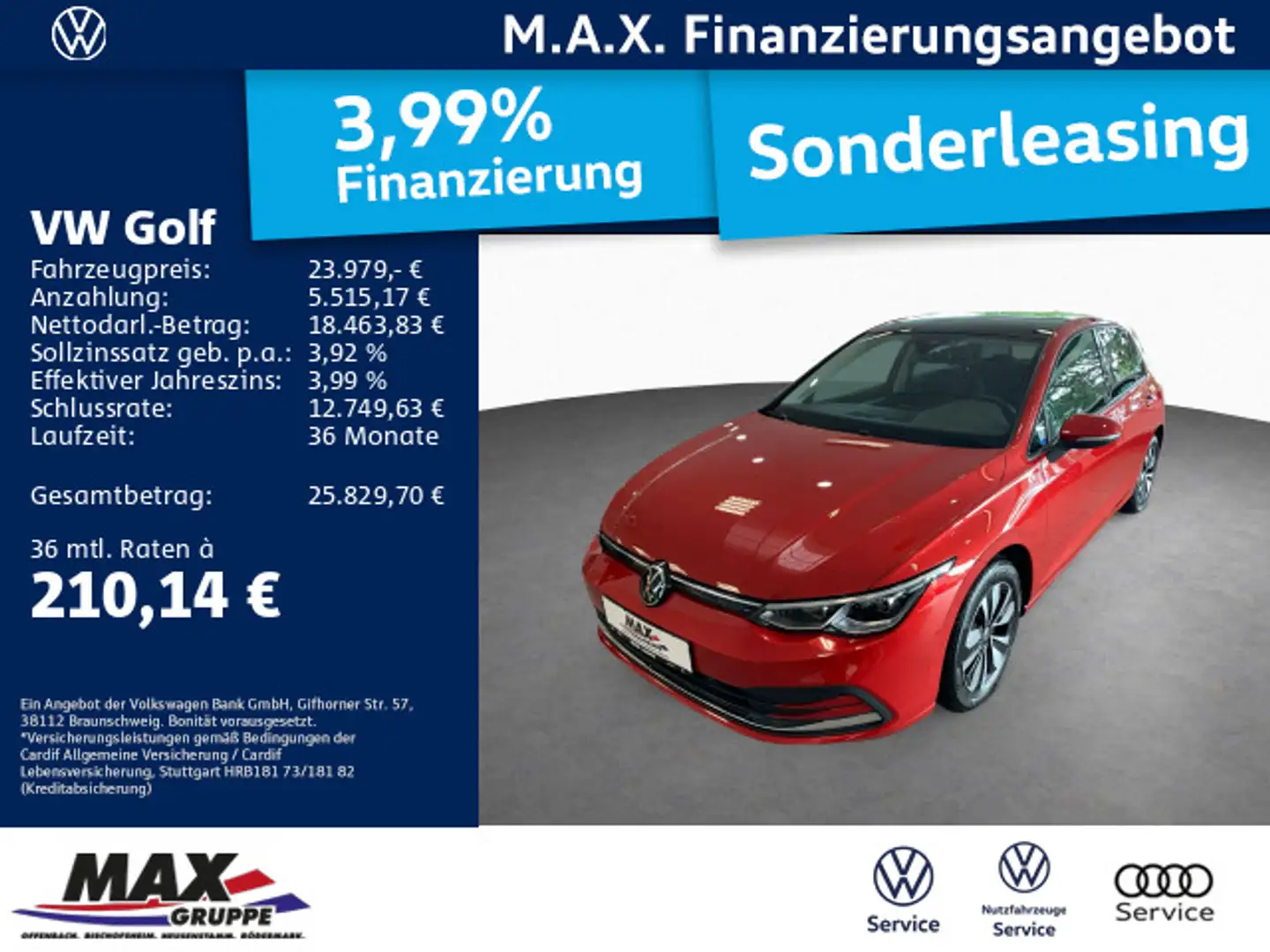 Volkswagen Golf VIII 1.5 TSI LIFE LED+PANO+KAMERA+DCP+ACC Rojo - 1