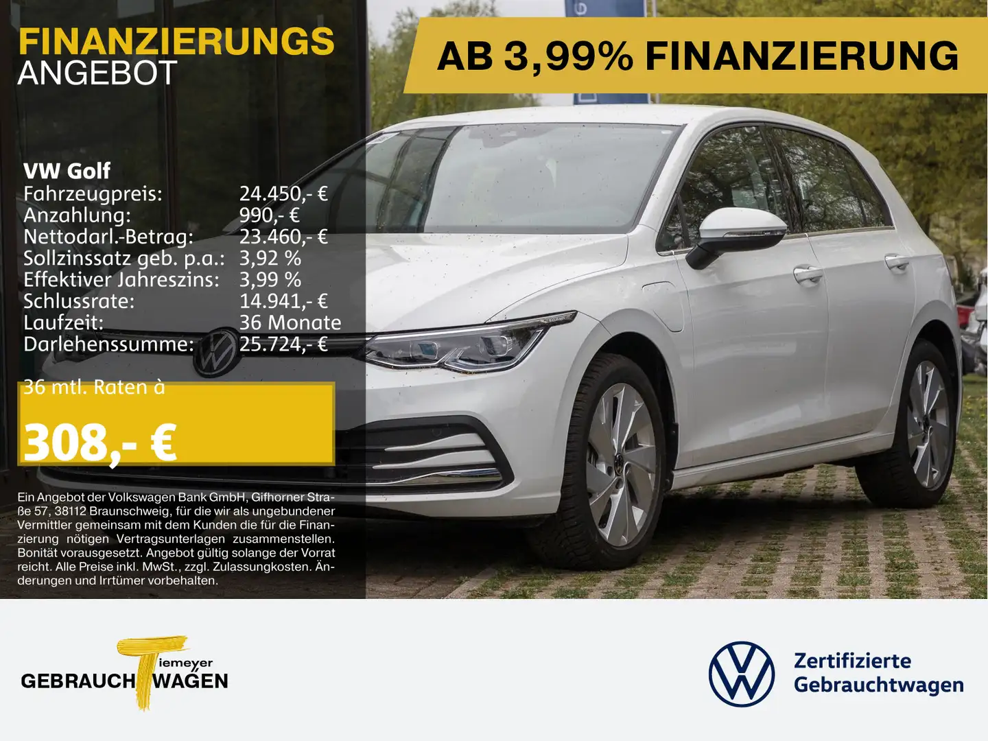 Volkswagen Golf 1.4 eHybrid STYLE IQ.LIGHT SITZZ APP-CONNEC Weiß - 1