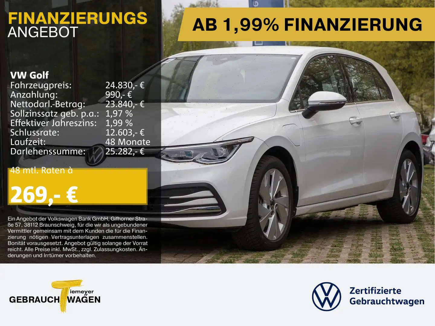 Volkswagen Golf 1.4 eHybrid STYLE IQ.LIGHT SITZZ APP-CONNEC Blanc - 1