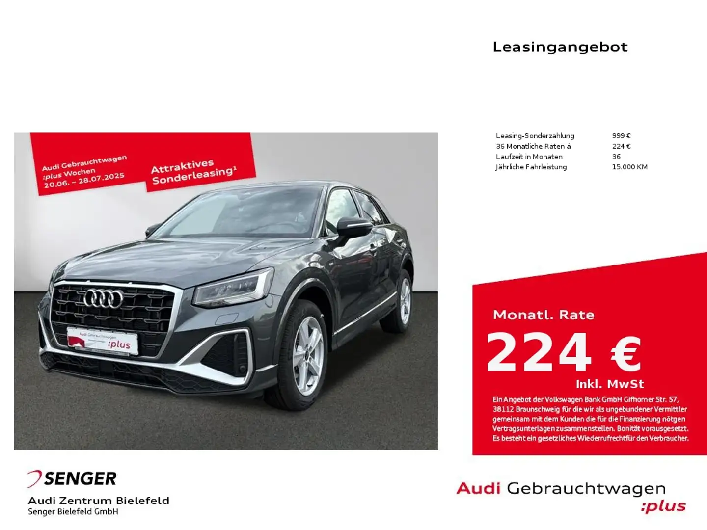 Audi Q2 S line 35 TFSI Style Paket MMI LED AHK Sitzh. Grigio - 1