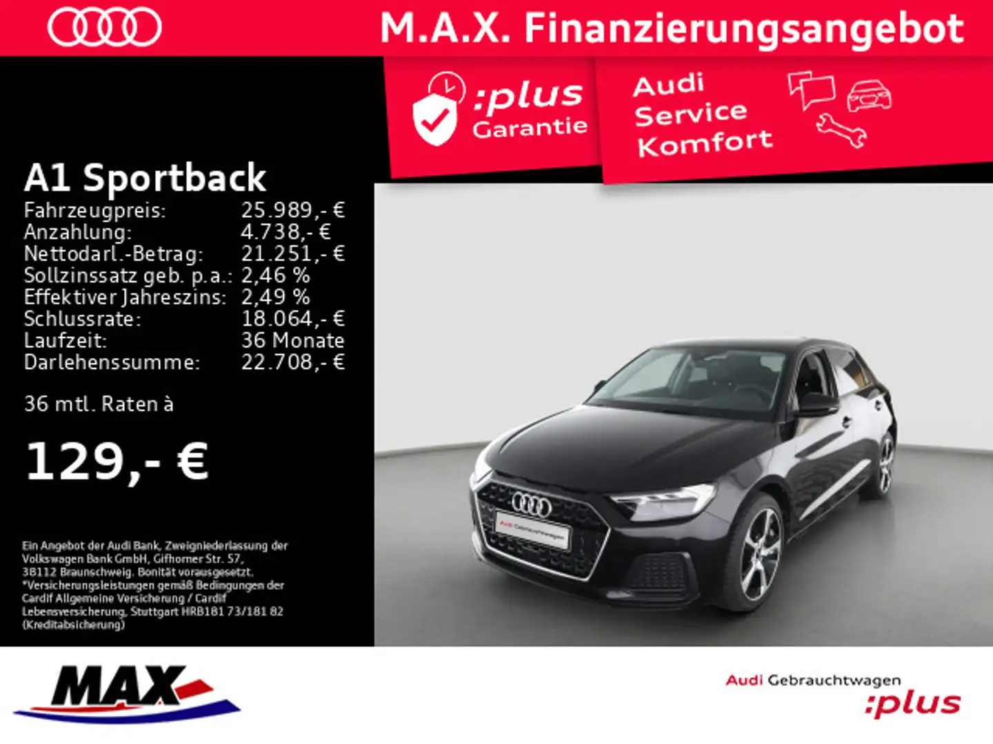 Audi A1 30 TFSI ADVANCED LED+KAMERA+ACC+DCP Schwarz - 1
