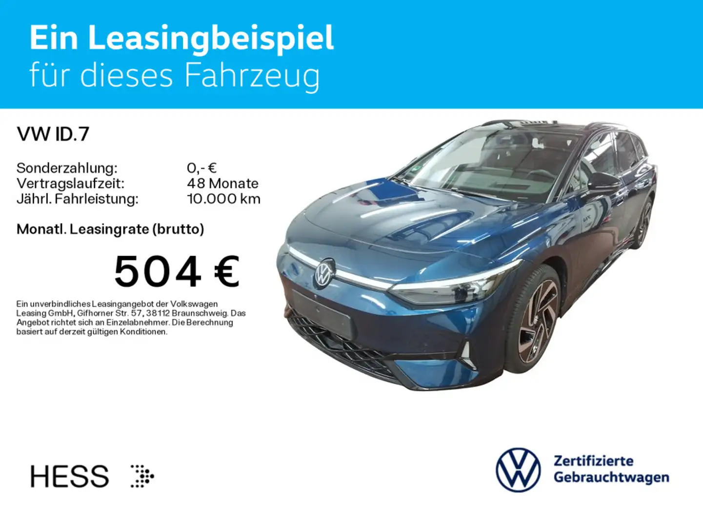 Volkswagen ID.7 Tourer GTX 4M*PANO*AHK*IQ.LIGHT*DCC*WÄRMEPU Blau - 2