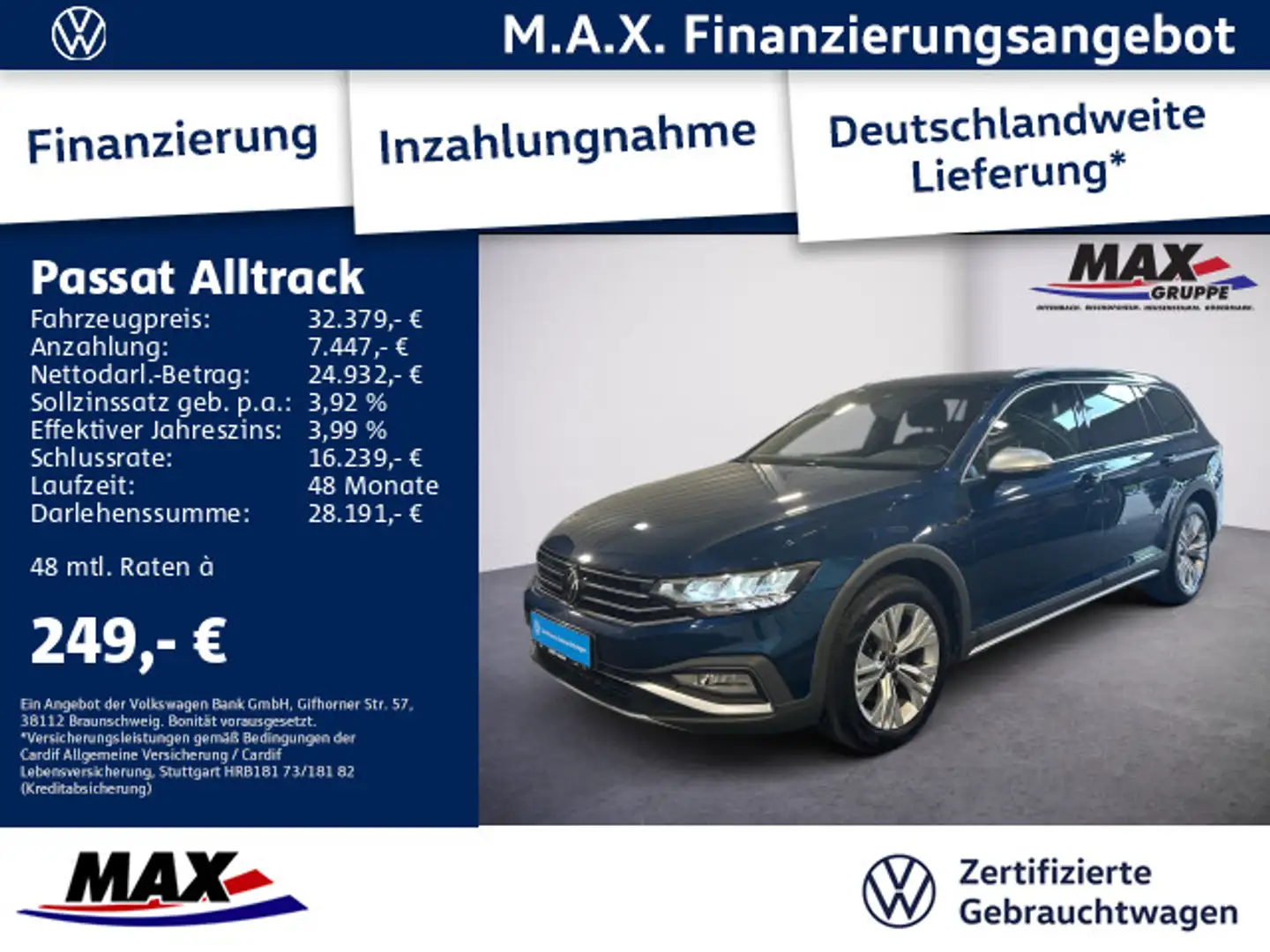 Volkswagen Passat Alltrack Passat Variant Alltrack 2.0 TDI DSG 4M +LED+AHK+ Blau - 1