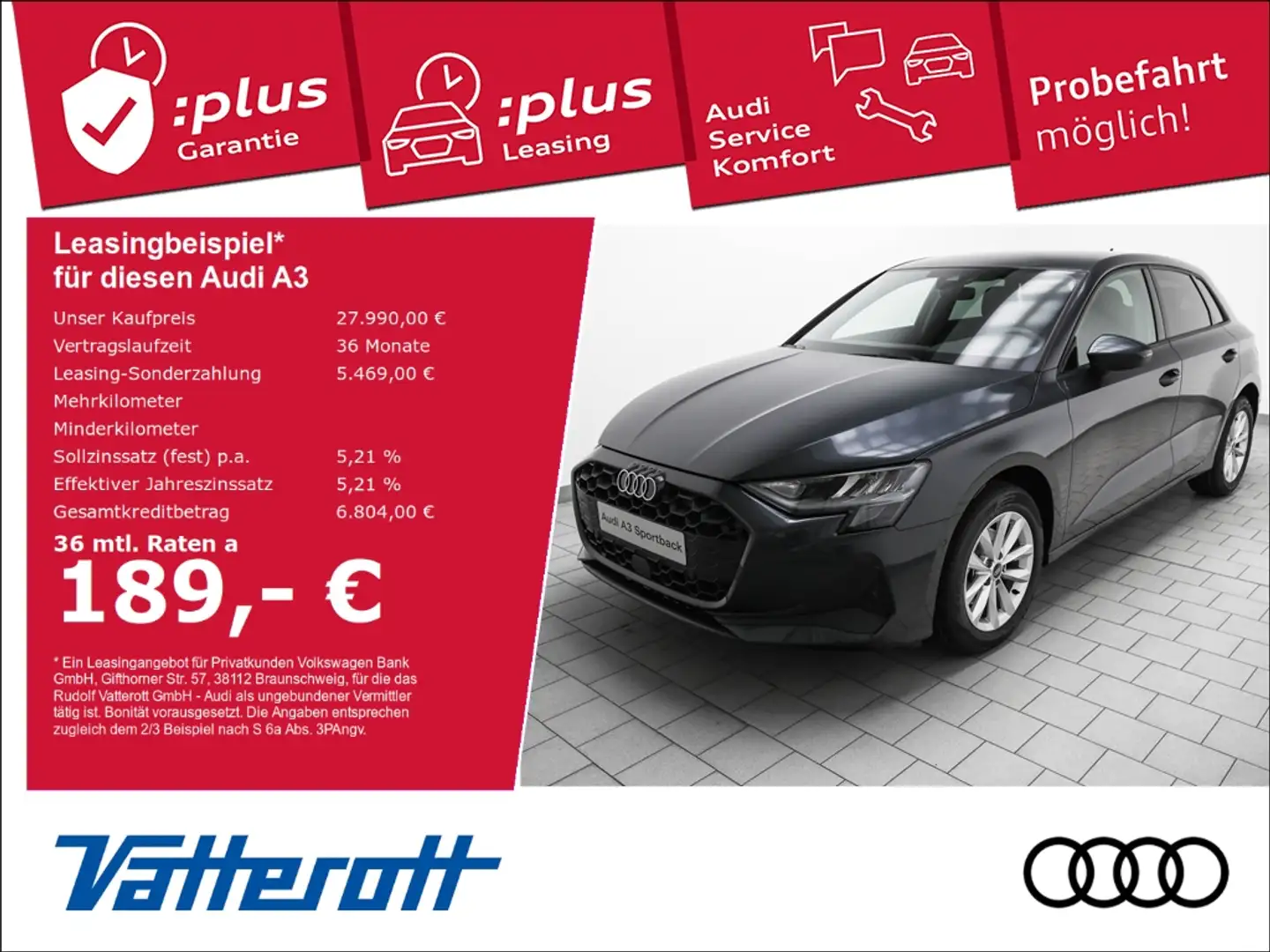 Audi A3 Sportback 30 TFSI S tronic CarPlay ParkAssist Grau - 1