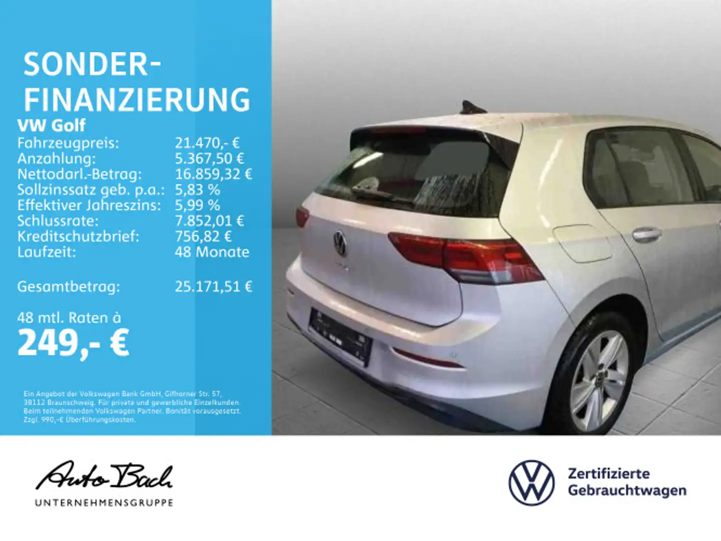 Volkswagen Golf VIII 1.5 TSI Life, Navi, LED, App-Connect, Silber - 2
