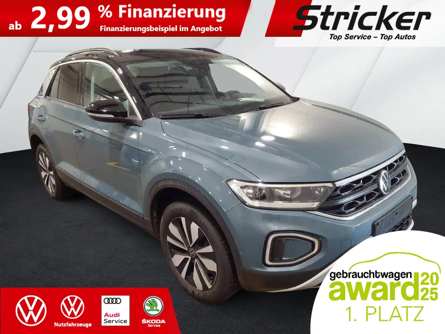 Volkswagen T-Roc Goal 2.0TDI DSG 231,-ohne Anzahlung Navi AHK Kame Blau - 2