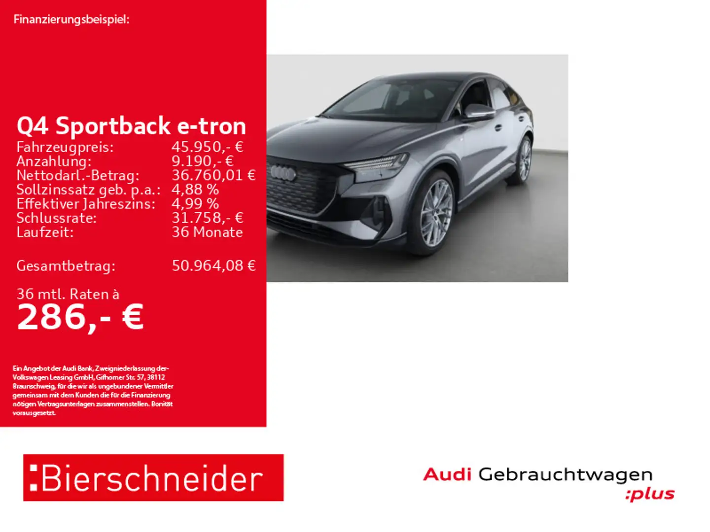 Audi Q4 e-tron Q4 Sportback 35 e-tron 2x S-Line Black AHK MATRI Grau - 1