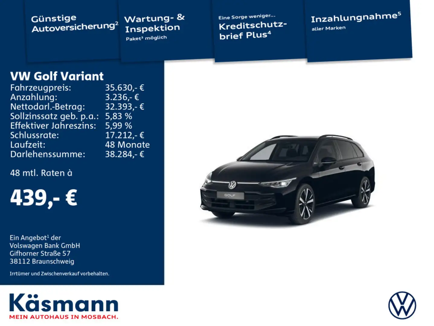 Volkswagen Golf Variant Golf VIII Variant Life 1.5eTSI MATRIX AHK SHZ Schwarz - 1