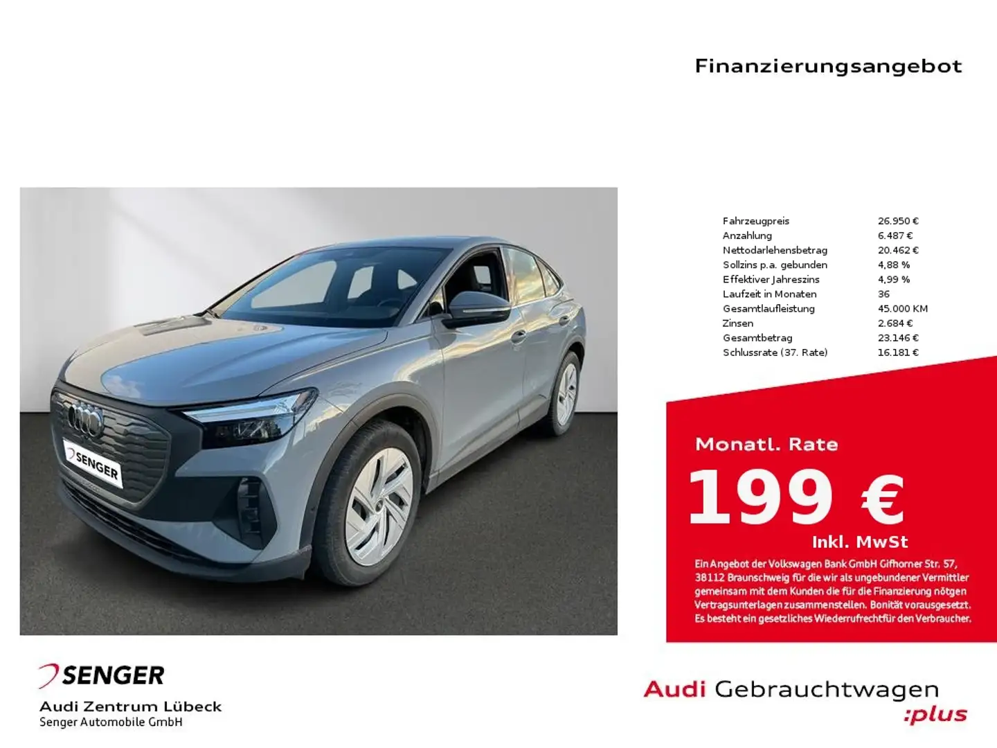 Audi Q4 e-tron Sportback 35 ACC SHZ LED Sportsitze Grau - 1