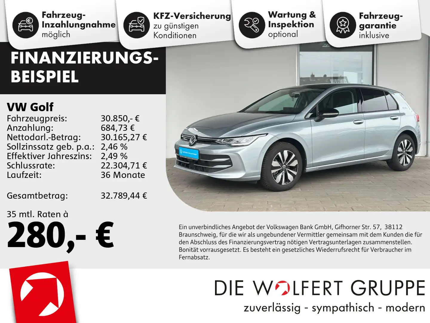 Volkswagen Golf GOAL 1.5 eTSI DSG PANO ACC NAVI CARPLAY Silber - 1