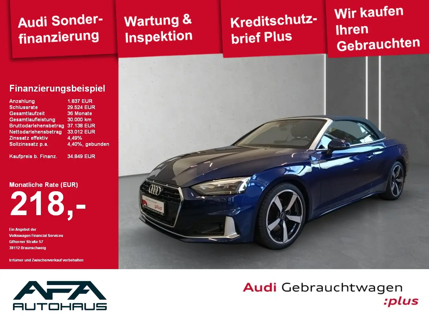 Audi A5 Cabriolet 35 TFSI advanced S-tronic AHK*NAVI+ Blu/Azzurro - 1