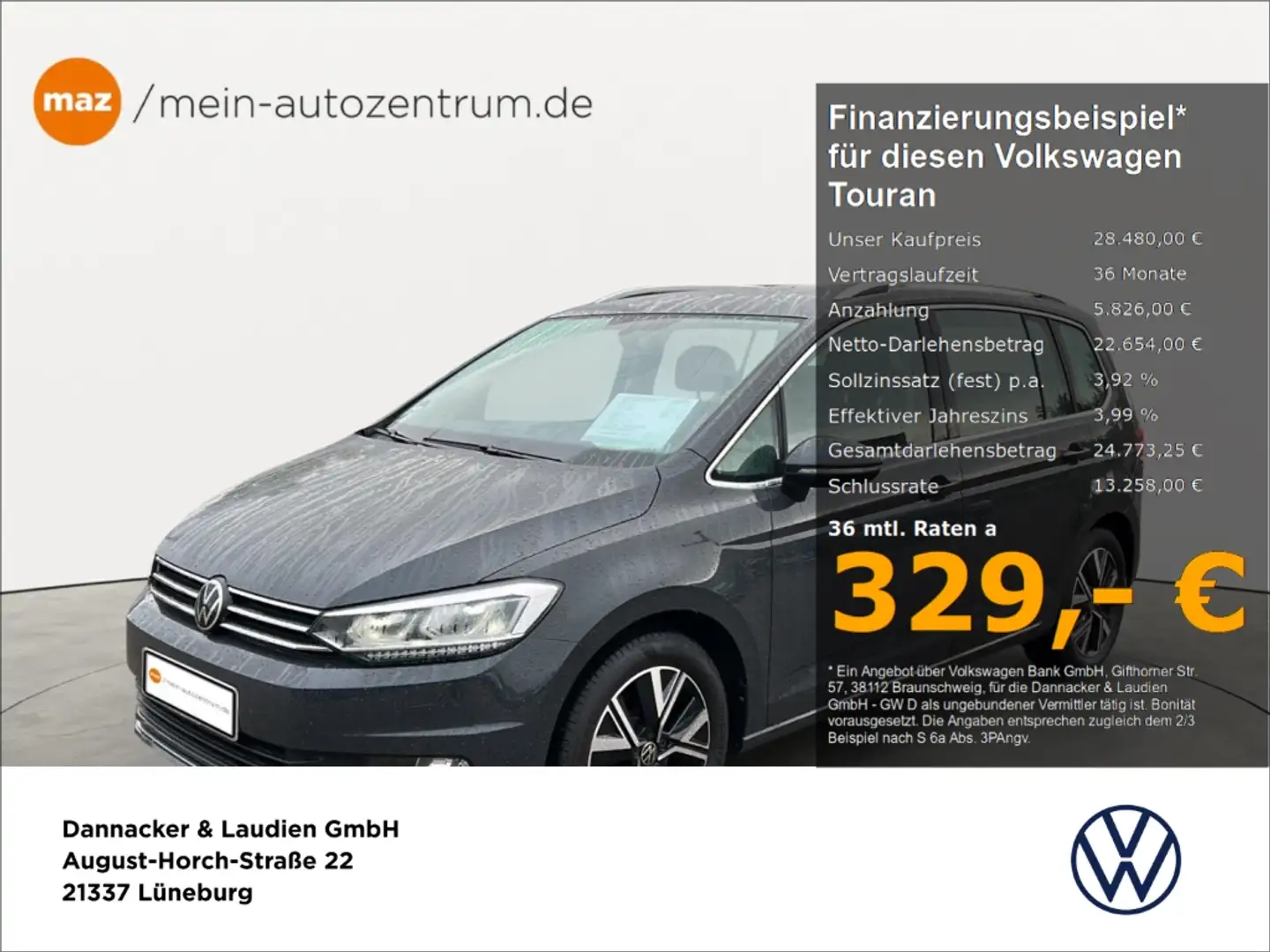 Volkswagen Touran 1.5 TSI Highline Alu LED 7-Sitze AHK Sitzh.PDC Grau - 1