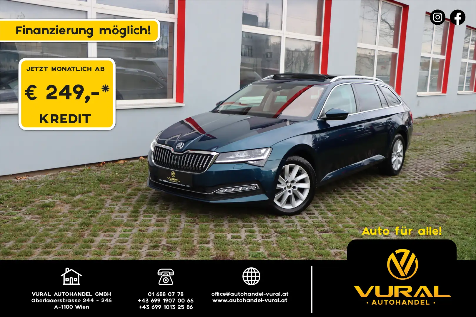 Skoda Superb 2.0TDI DSG Style COMBI | PANORAMA | LEDER | ACC | Blau - 1