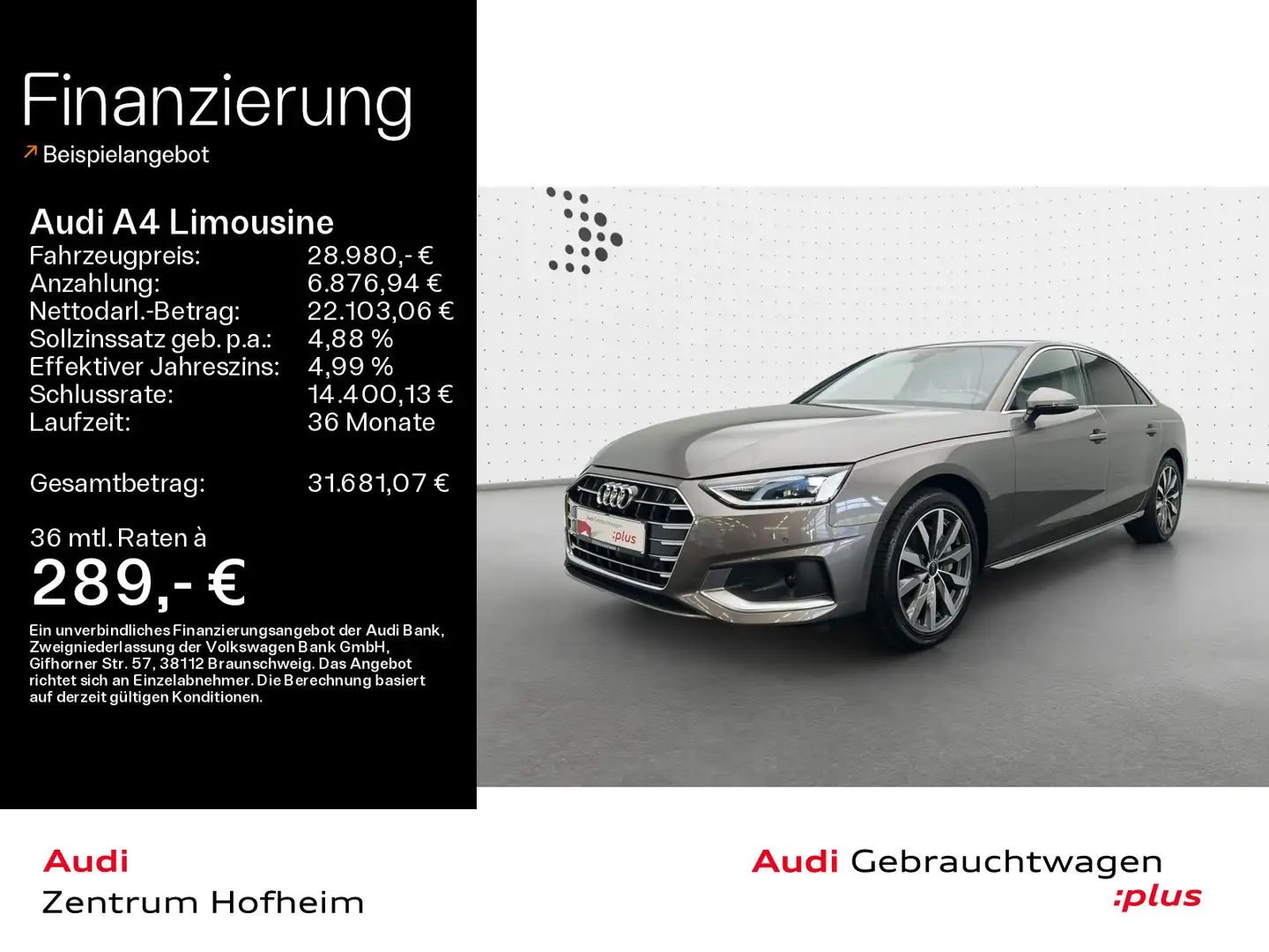 Audi A4 40 TDI advanced S tro*LED*Navi+*Kam Grau - 1