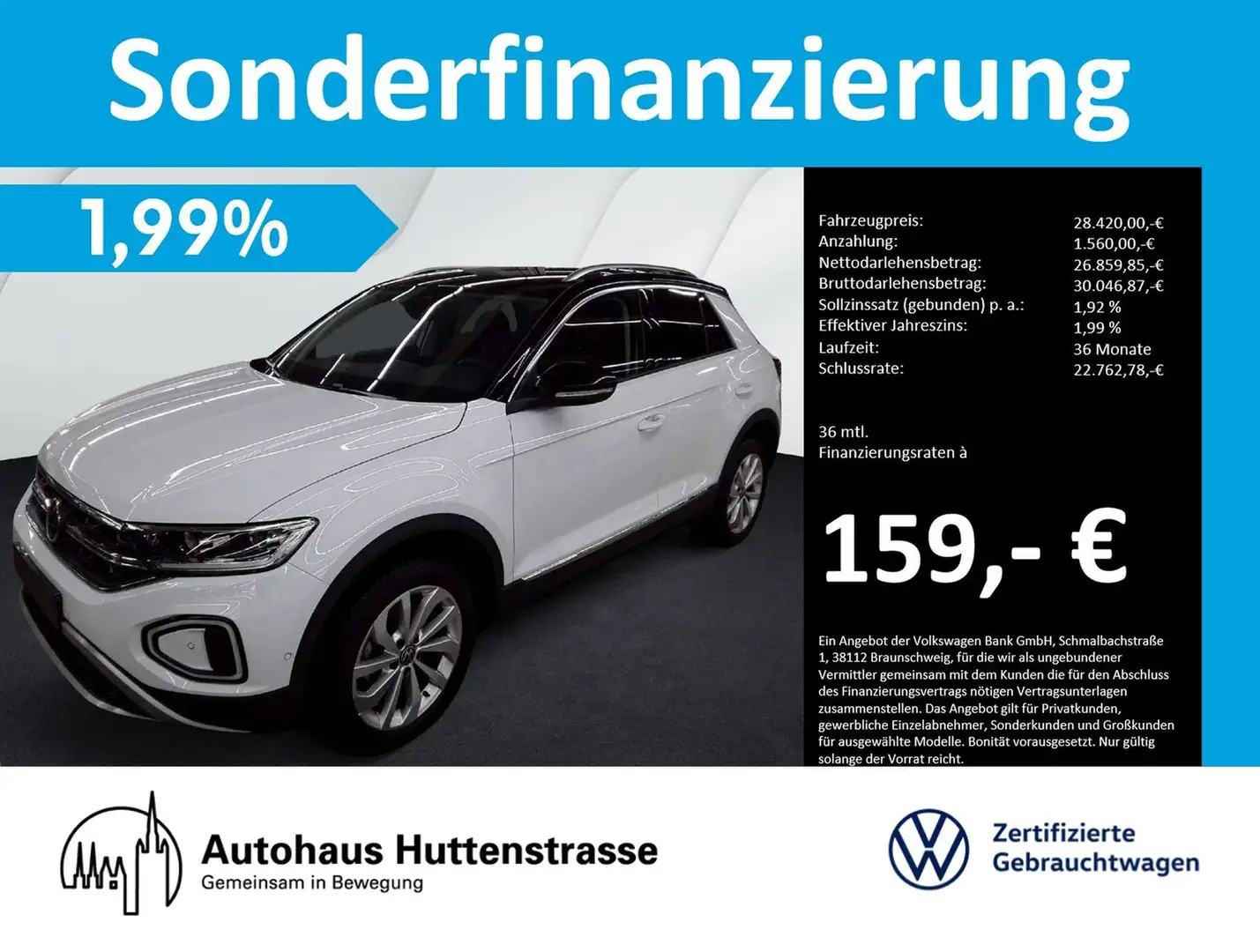 Volkswagen T-Roc 1.5 TSI DSG Style LED+ NAVI MASSAGE AHK Bianco - 1